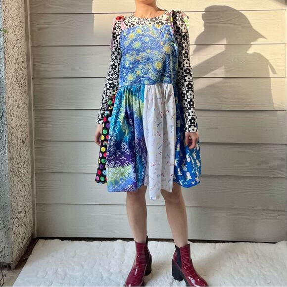 Arcade Dress | Vincent van Gogh Starry Night | Handmade Quilted Dress SKU 05115 - Picture 12 of 16